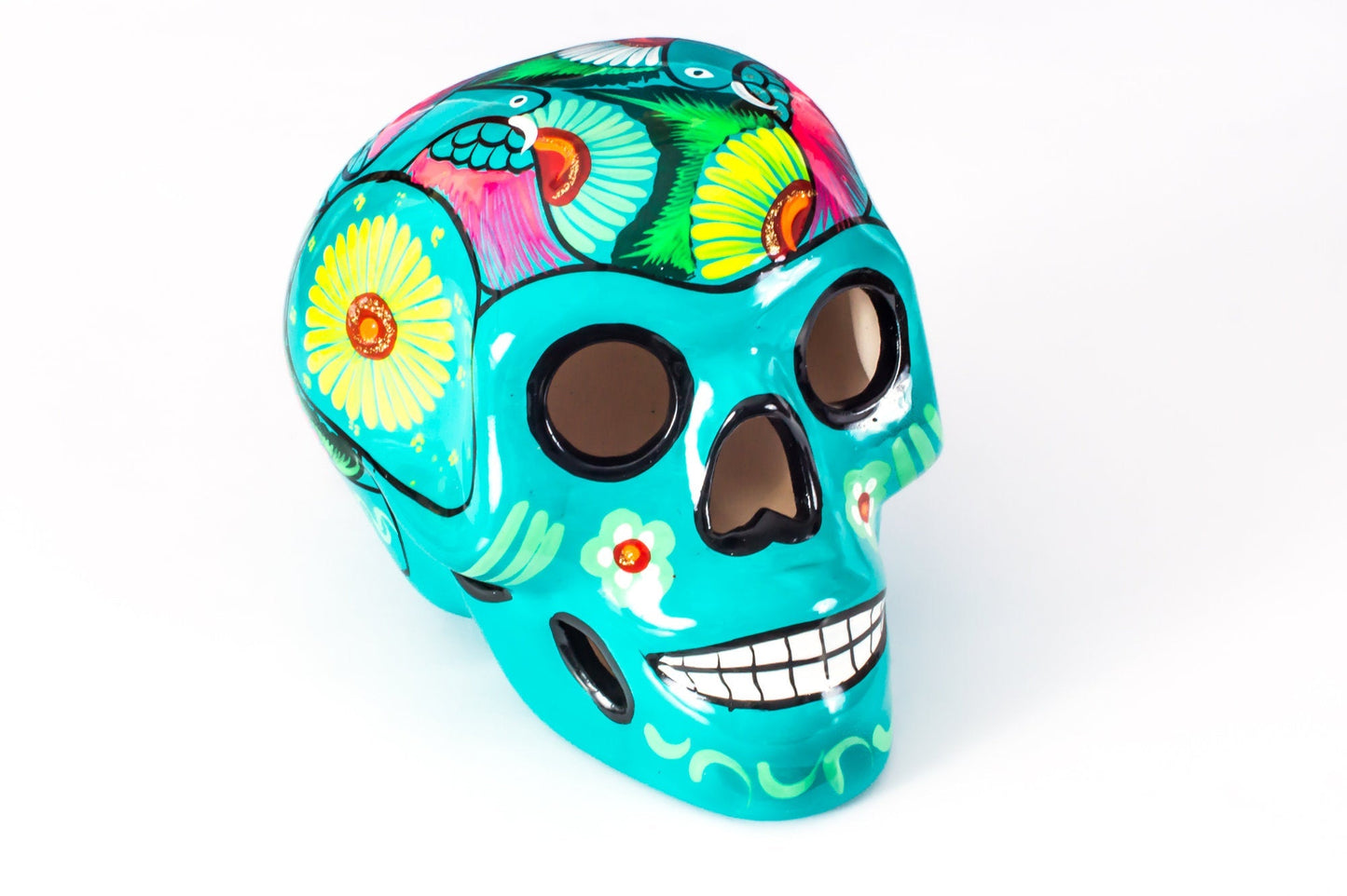 Large Ceramic Skulls Wholesale x 6 | Hand-painted With Love In Mexico By Traditional Huichol Artist - ARTMEXICO
