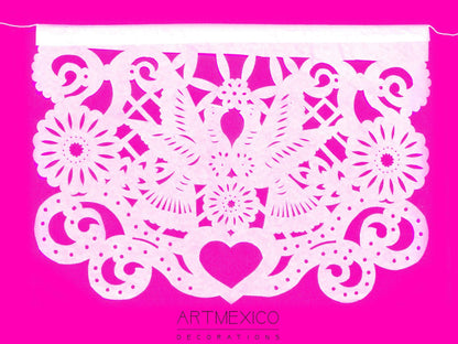 Papel Picado Wedding Banners – Waterproof White Mexican Decor
