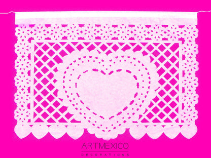 Papel Picado Wedding Banners – Waterproof White Mexican Decor
