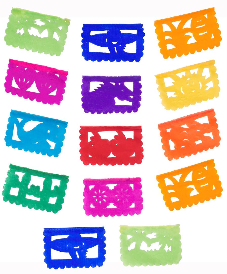 Mini guirlande de papier picado - Décoration pour la maison ou la chambre d'enfant ou pour les sacs de fête