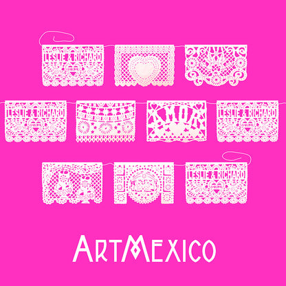 Personalised White Papel Picado Paper Bunting Wedding Decor