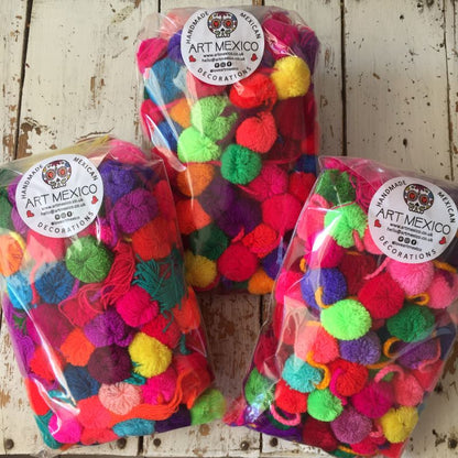 Guirlandes de pompons | 5 guirlandes de pompons multicolores