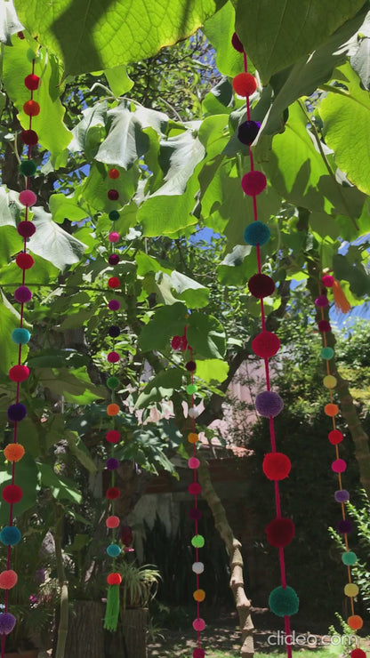 Pom Pom Garland Wedding Decorations - 25 Strings