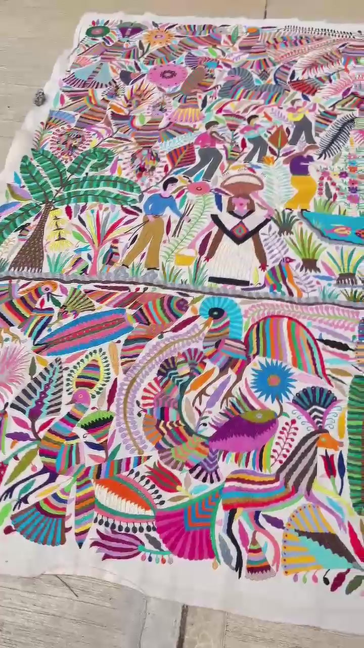 Otomi tapestry tenango Mexican wall art extra large