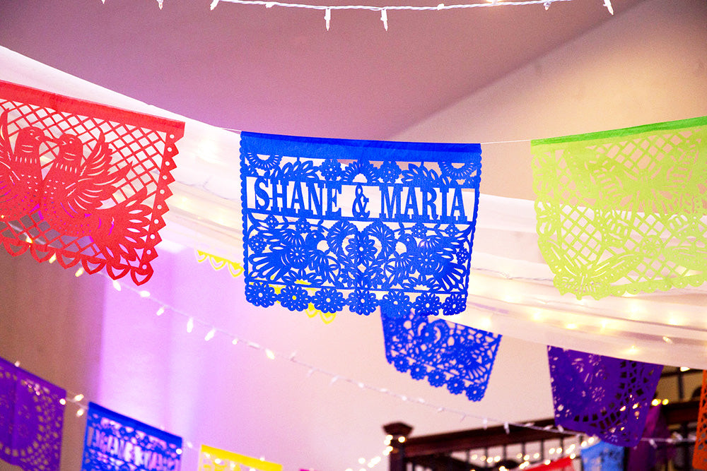 Personalised Wedding Fiesta Papel Picado in Custom Colours - ARTMEXICO