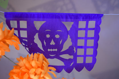 Mexican Day Of The Dead Bunting Halloween Decor | 5m/16ft Banner with 15 Small Flags - ARTMEXICO