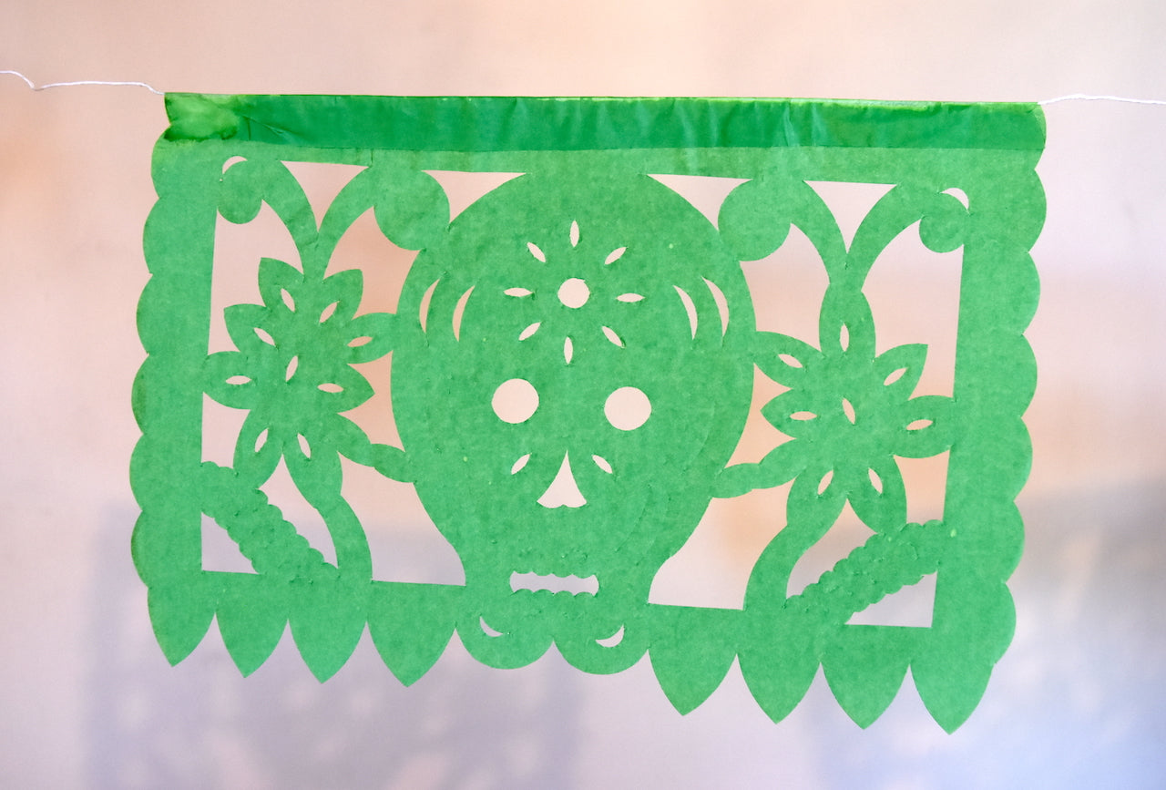 Mexican Day Of The Dead Bunting Halloween Decor | 5m/16ft Banner with 15 Small Flags - ARTMEXICO
