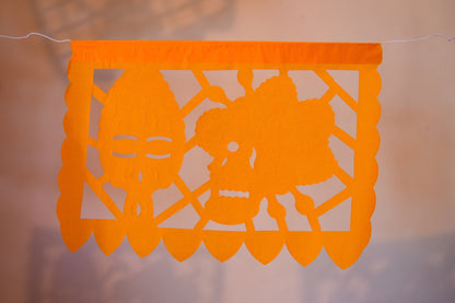 Mexican Day Of The Dead Bunting Halloween Decor | 5m/16ft Banner with 15 Small Flags - ARTMEXICO