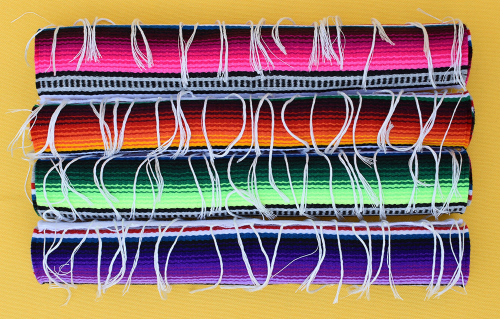 Manteles individuales mexicanos | Manteles individuales de sarape en gris y multicolor | Juego de 4