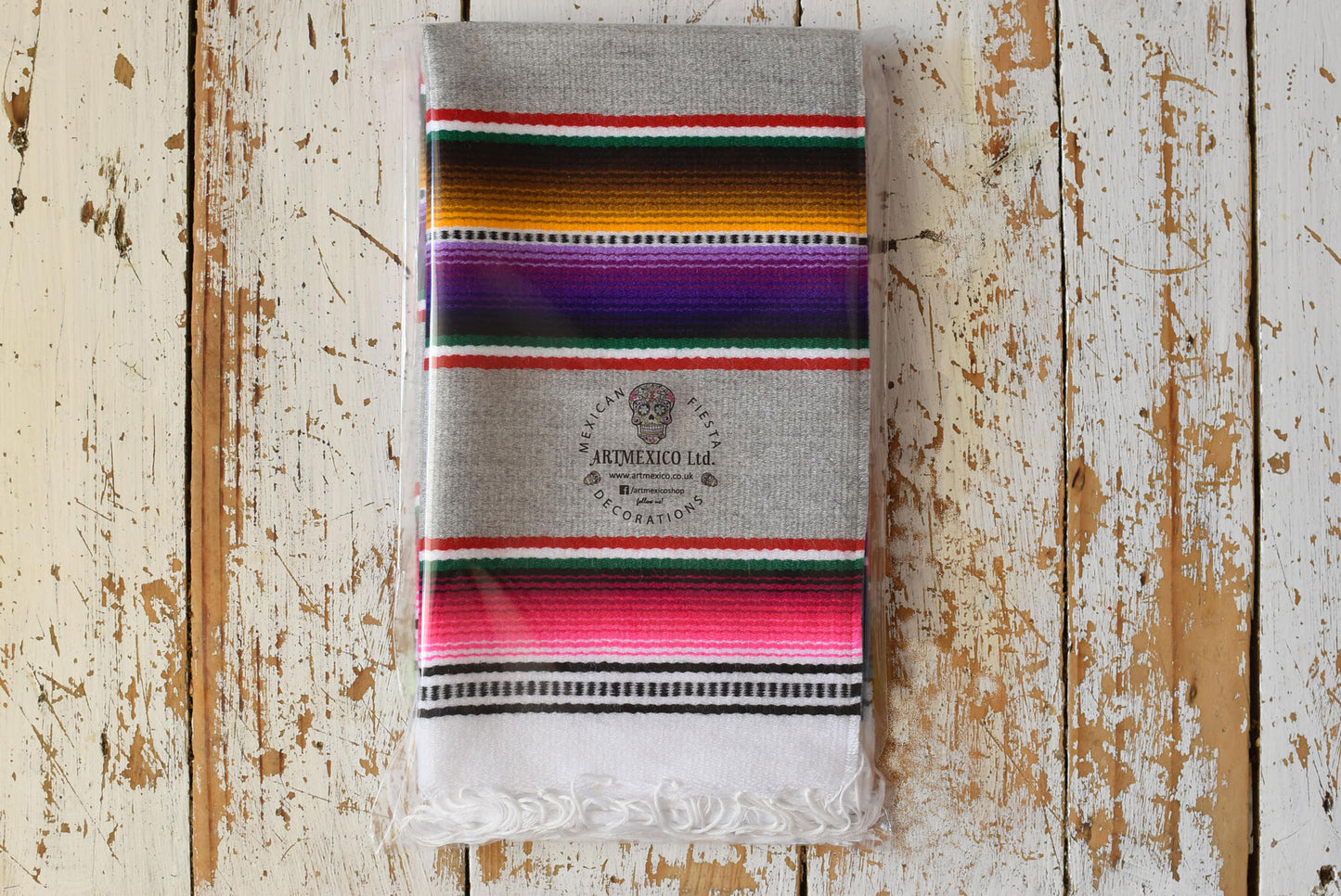 Manteles individuales mexicanos | Manteles individuales de sarape en gris y multicolor | Juego de 4