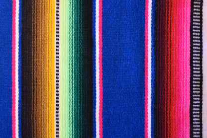 Mexican Placemats Set of 4 Serape Placemats Handwoven w Base Colours Yellow, Purple, Fuchsia, Dark Turquoise - ARTMEXICO
