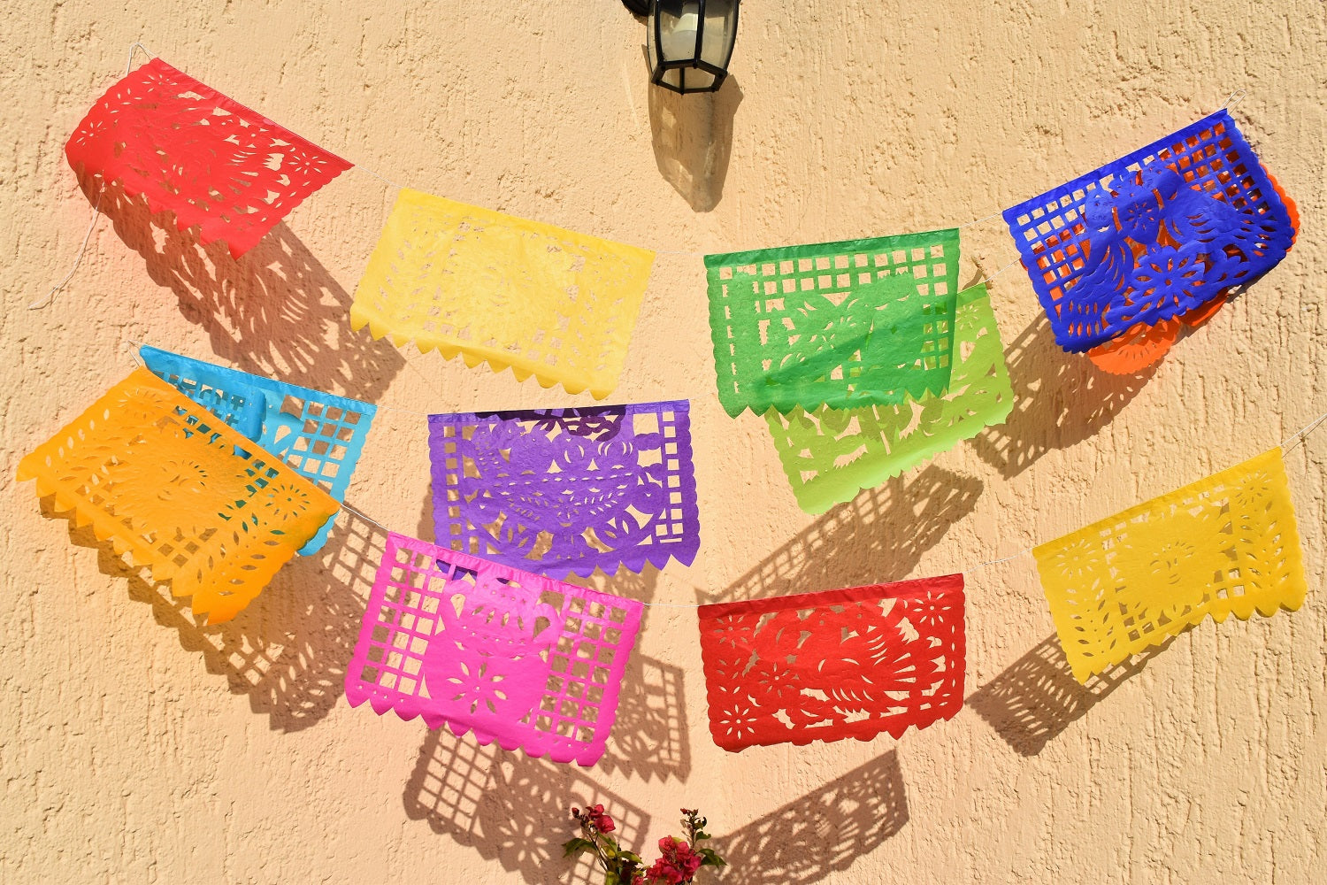 Mexican Bunting | 1 x 4.5 metre / 15 foot Colourful Mexican Paper Banner with 10 Medium Flags - ARTMEXICO