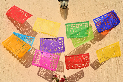 Mexican Bunting Colourful Paper Banner with 10 Medium Flags
