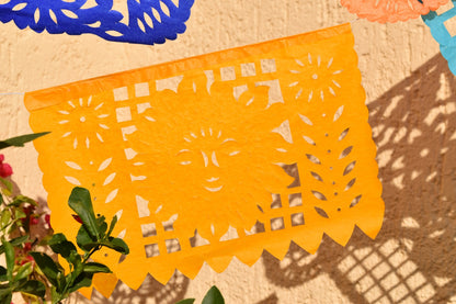 Orange papel picado paper flag