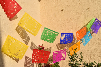 Mexican Bunting papel picado Colourful Mexican Paper Banner with 10 Flags