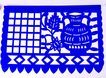 Mexican Papel Picado Banner with 10 Large Plastic Flags Waterproof party decorations 