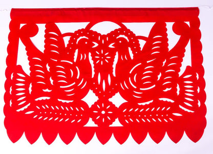 Mexican Papel Picado Banner with 10 Large Plastic Flags Waterproof party decorations 