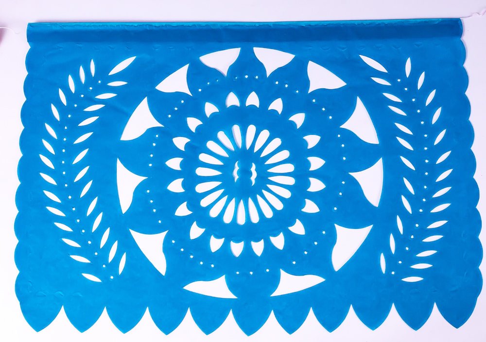 Mexican Papel Picado Banner with 10 Large Plastic Flags Waterproof party decorations 