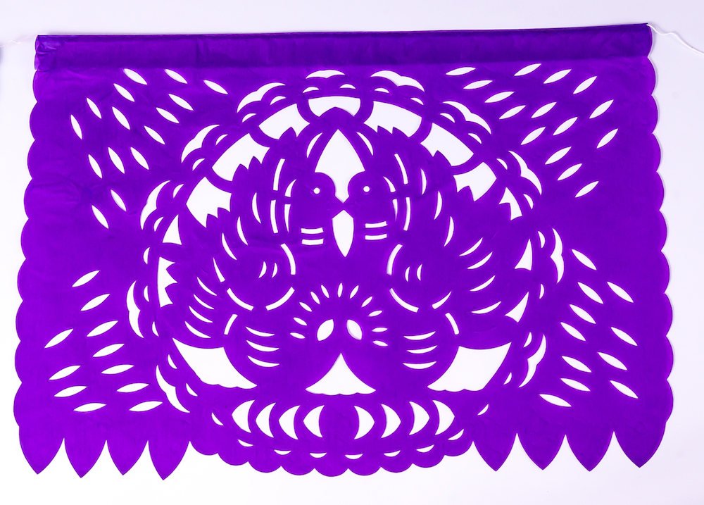 Mexican Papel Picado Banner with 10 Large Plastic Flags Waterproof party decorations 