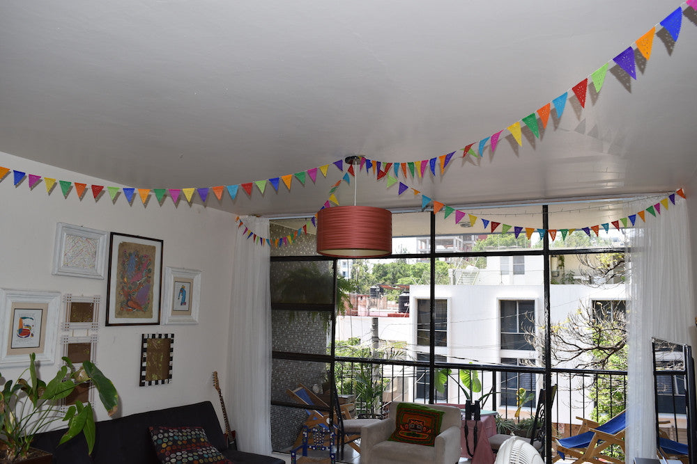 Mini Bunting Papel Picado Party Decorations | 1.75m/6ft Banner with 20 Mini Flags - ARTMEXICO