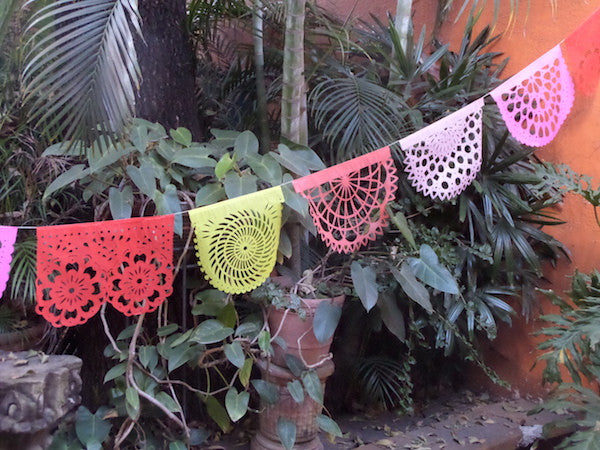 Coral Collection Bunting Papel Picado Fiesta Decorations | 5m/16ft Banner with 10 Large Flags - ARTMEXICO
