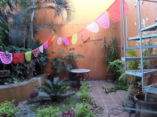 Coral Collection Bunting Papel Picado Fiesta Decorations | 5m/16ft Banner with 10 Large Flags - ARTMEXICO