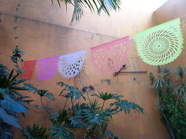 Coral Collection Bunting Papel Picado Fiesta Decorations | 5m/16ft Banner with 10 Large Flags - ARTMEXICO