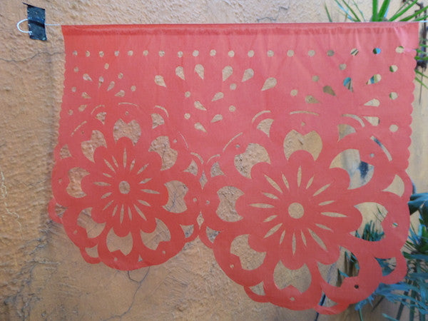Coral Collection Bunting Papel Picado Fiesta Decorations | 5m/16ft Banner with 10 Large Flags - ARTMEXICO