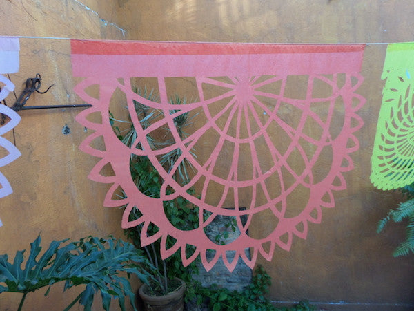 Coral Collection Bunting Papel Picado Fiesta Decorations | 5m/16ft Banner with 10 Large Flags - ARTMEXICO