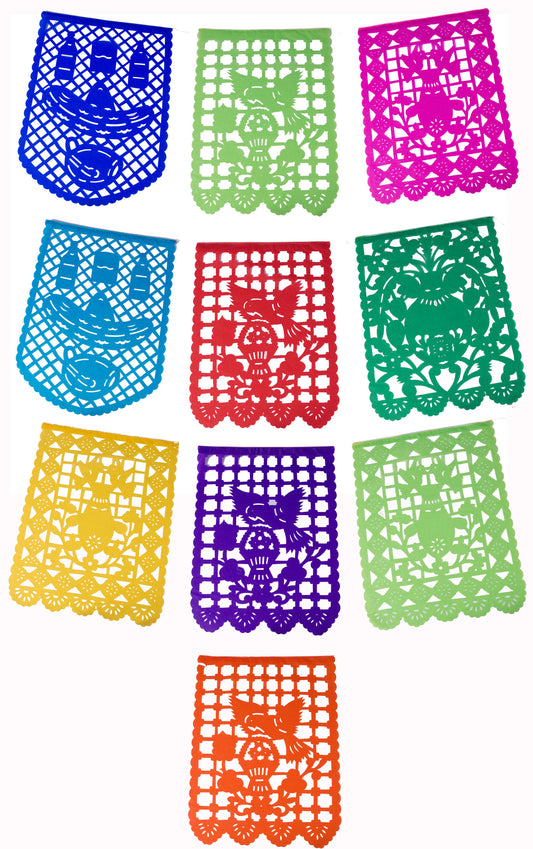 Papel Picado Fiesta Decorations Mexican Bunting With Tall Flags
