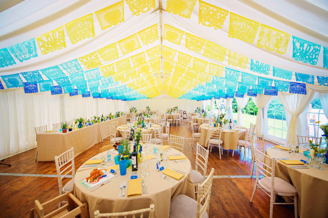 Personalised Mexican Wedding Papel Picado Decorations in Custom Colours - ARTMEXICO