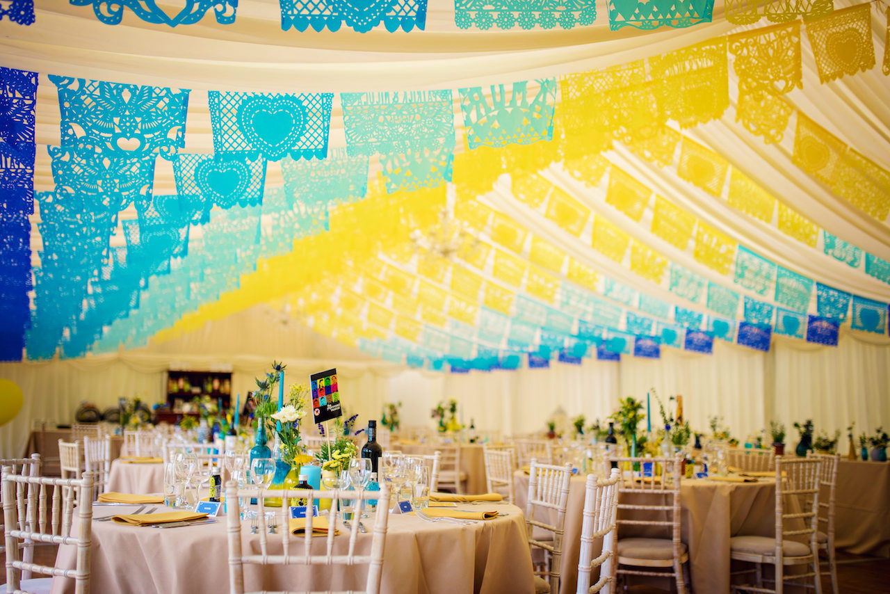 Personalised Mexican Wedding Papel Picado Decorations in Custom Colours - ARTMEXICO