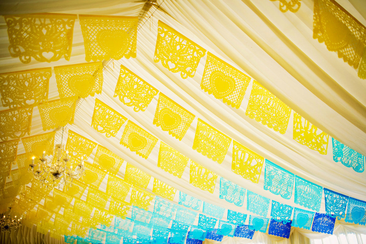 Personalised Mexican Wedding Papel Picado Decorations in Custom Colours - ARTMEXICO
