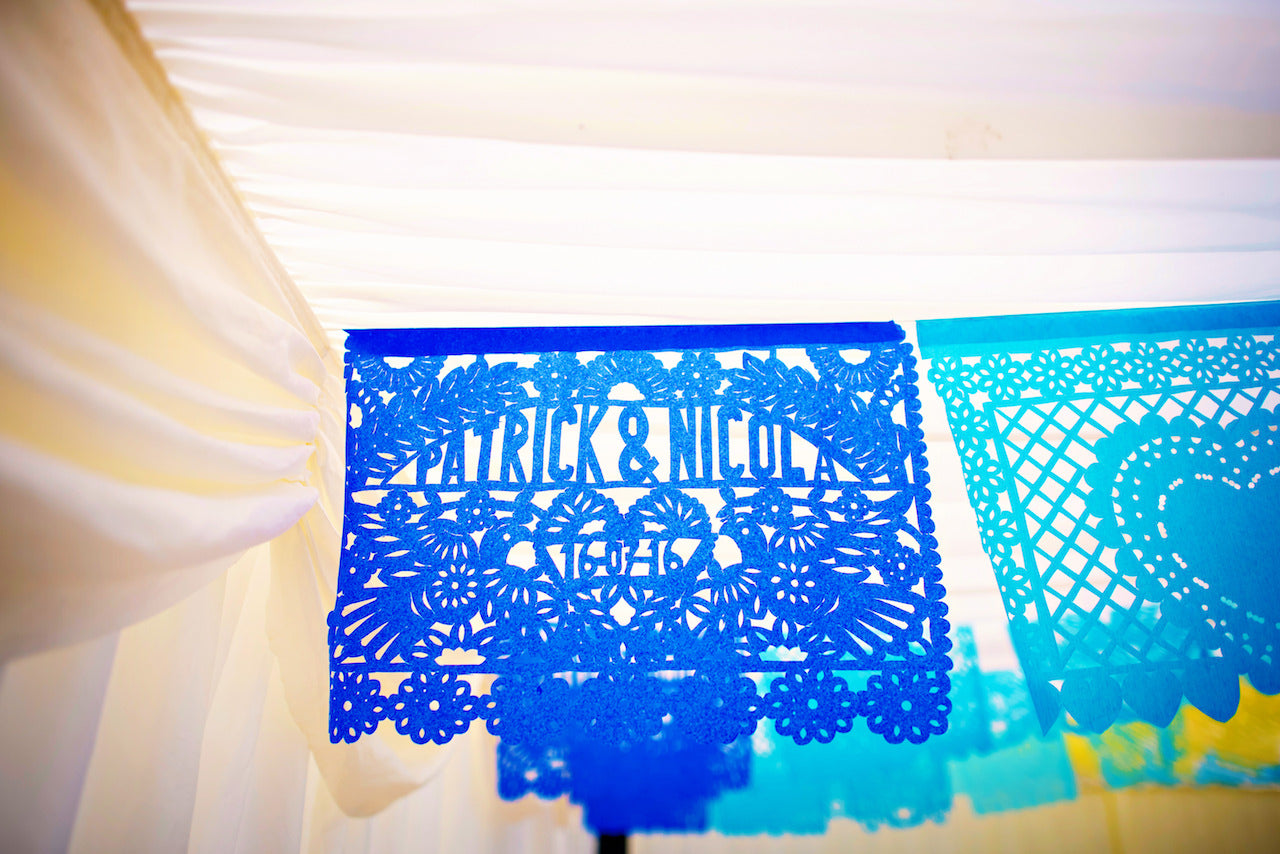 Personalised Mexican Wedding Papel Picado Decorations in Custom Colours - ARTMEXICO