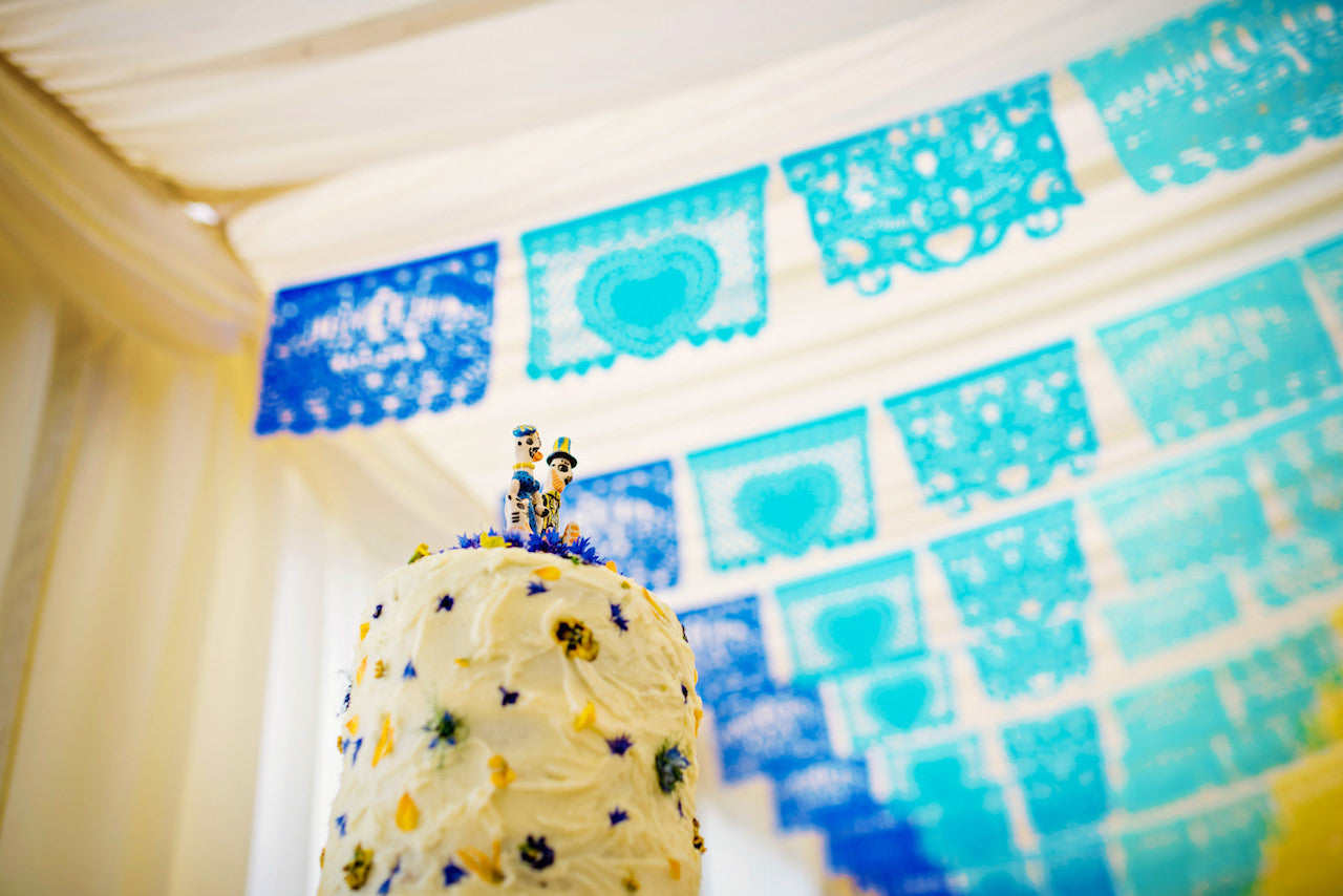Personalised Mexican Wedding Papel Picado Decorations in Custom Colours - ARTMEXICO