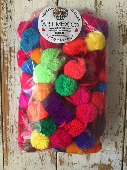 Guirlandes de pompons | 5 guirlandes de pompons multicolores