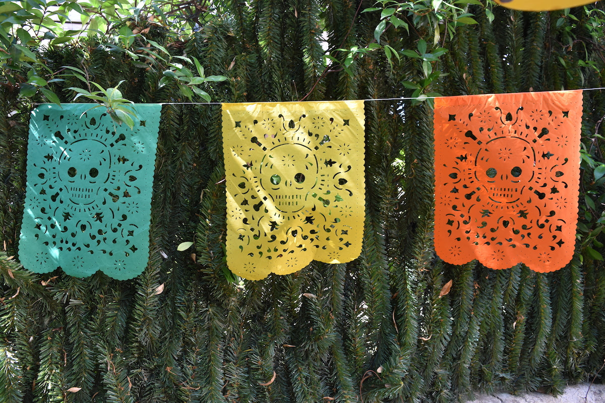 Skull Banner Halloween Decor | Large Paper Flags 5m 16ft Long