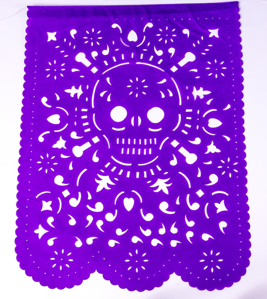 Skull Banner Halloween Decor | Large Paper Flags 5m 16ft Long