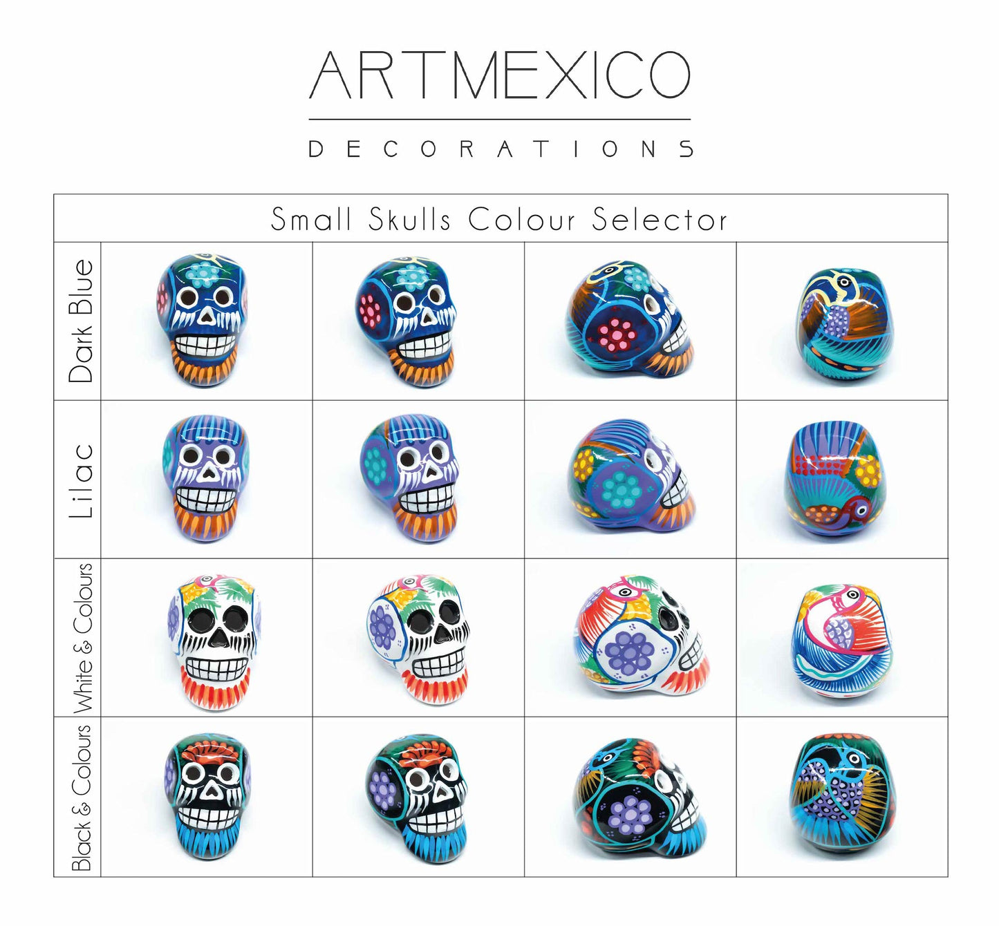 50 Small Mexican Ceramic Skulls Wholesale, Day of the Dead Decorations, Individually Gift Boxed
