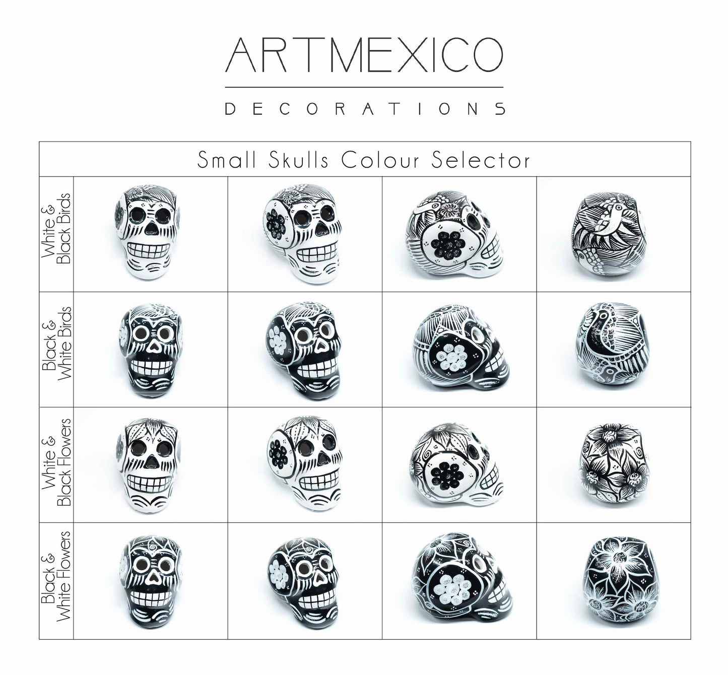 60 Small Mexican Ceramic Skulls Wholesale, Day of the Dead Decorations, Individually Boxed