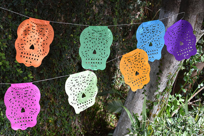 Guirlande de fanions tête de mort mexicaine pour fête d'Halloween 