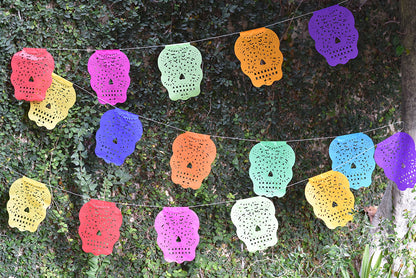 Guirlande de fanions tête de mort mexicaine pour fête d'Halloween 