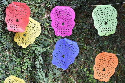 Guirlande de fanions tête de mort mexicaine pour fête d'Halloween 