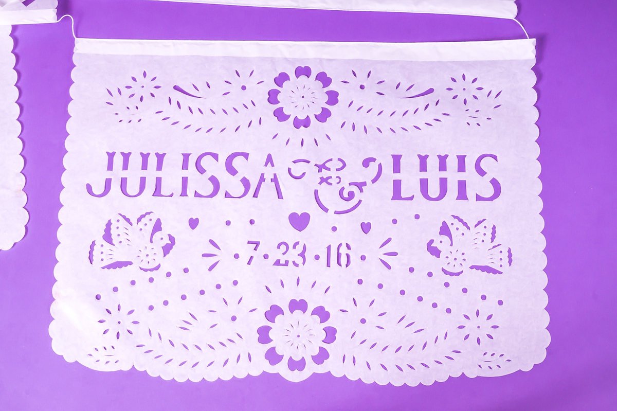 Personalized Wedding Decor Papel Picado Bunting + Mini Matching Flag Favors - ARTMEXICO