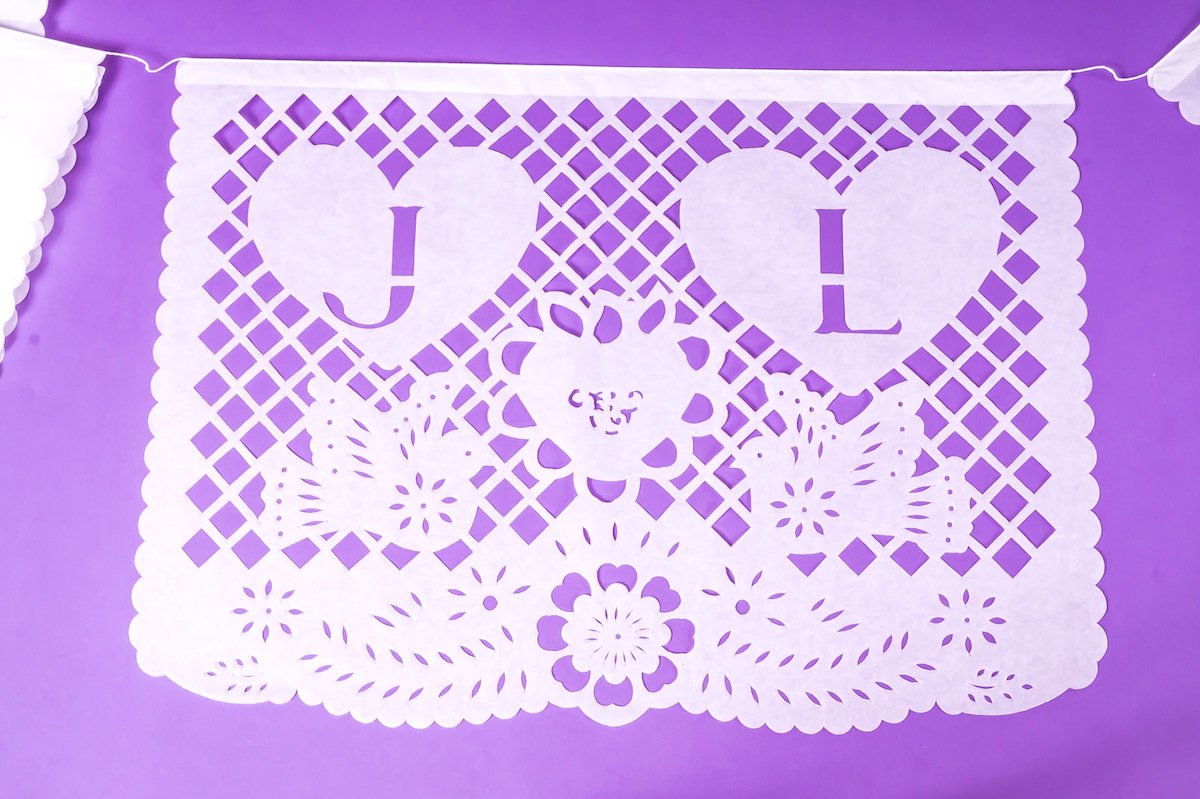 Personalized Wedding Decor Papel Picado Bunting + Mini Matching Flag Favors - ARTMEXICO
