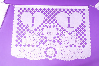 Personalized Wedding Decor Papel Picado Bunting + Mini Matching Flag Favors - ARTMEXICO