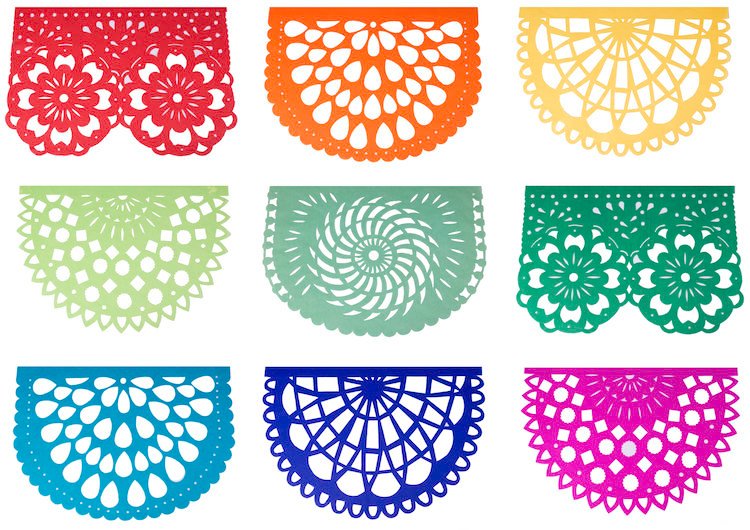 Rainbow Fiesta Papel Picado Mexican Party Bunting | 5m 16.4ft Garland with 10 Large Flags - ARTMEXICO