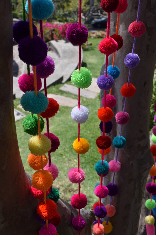 Pom Pom Garlands 5 Gift Pack | Each Multi-Coloured Pom Pom String 1.5m/5ft - ARTMEXICO