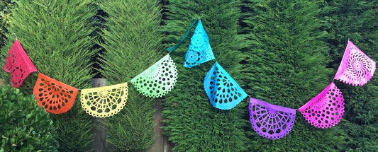 Rainbow Fiesta Papel Picado Mexican Party Bunting | 5m 16.4ft Garland with 10 Large Flags - ARTMEXICO