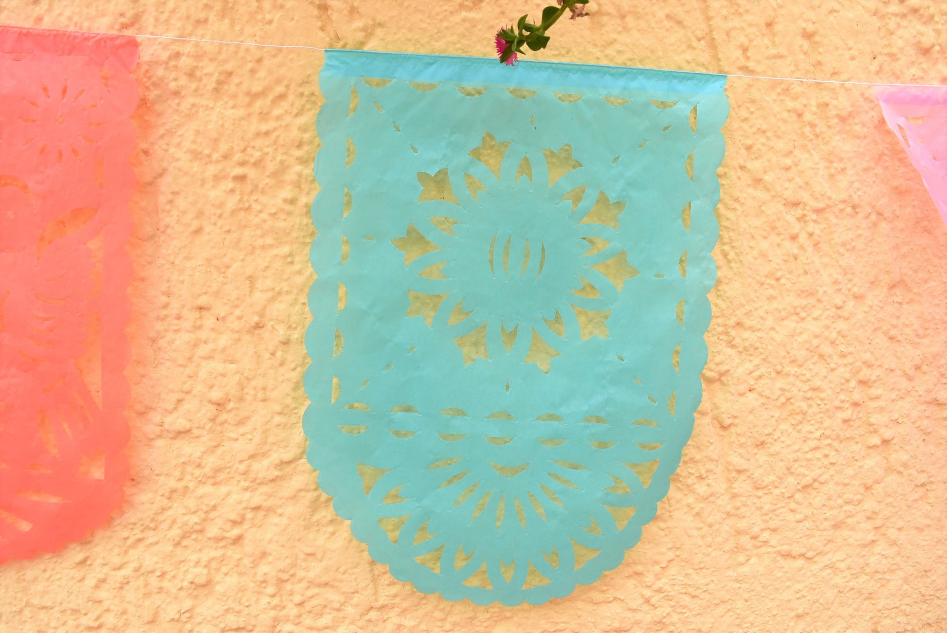 Pretty Pastel Papel Picado Party Bunting | 5m/16.4ft Pastel Colour Bunting with 16 Medium Sized Flags - ARTMEXICO